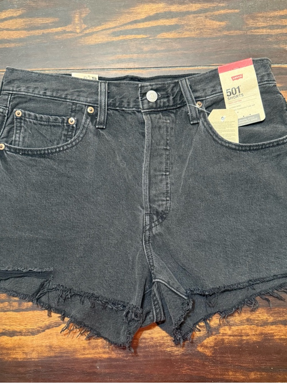 Levi's Black Frayed Hem 501 Women's Denim Shorts